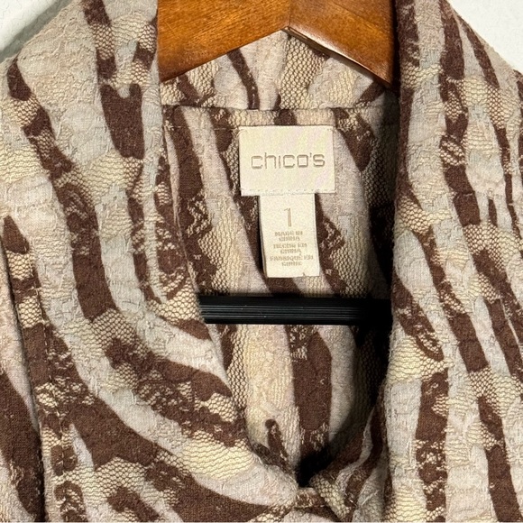 Chicos Zebra Lace zee 3/4 sleeve Cardigan Sweater blazer size 1 or medium - Picture 4 of 10